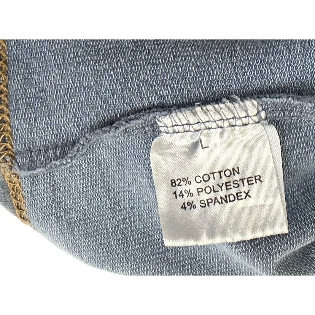 Jane & Delancey Women's Button Down Shirt Denim Look Short Sleeve Size L Navy — image 6 of 8